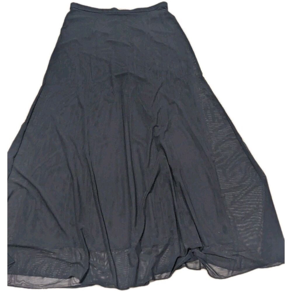 Tadashi Shoji Women Black Sheer Maxi Skirt Lined Sz 16 Vntg Evening Formal Party